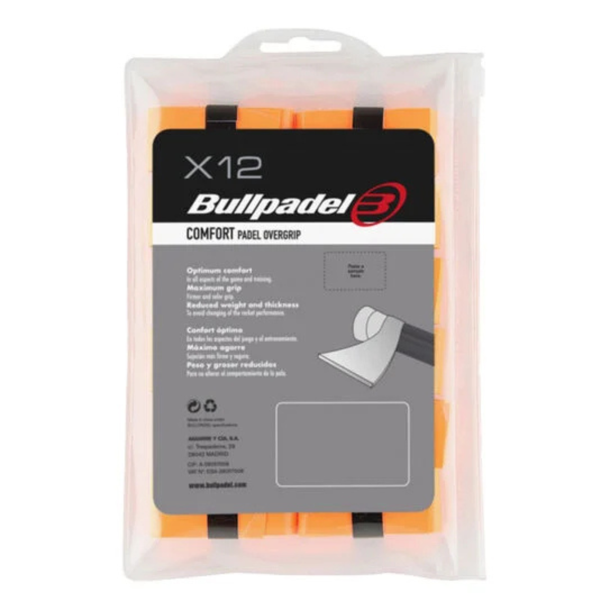 Overgrips Bullpadel Comfort Orange (Embalagem X12)