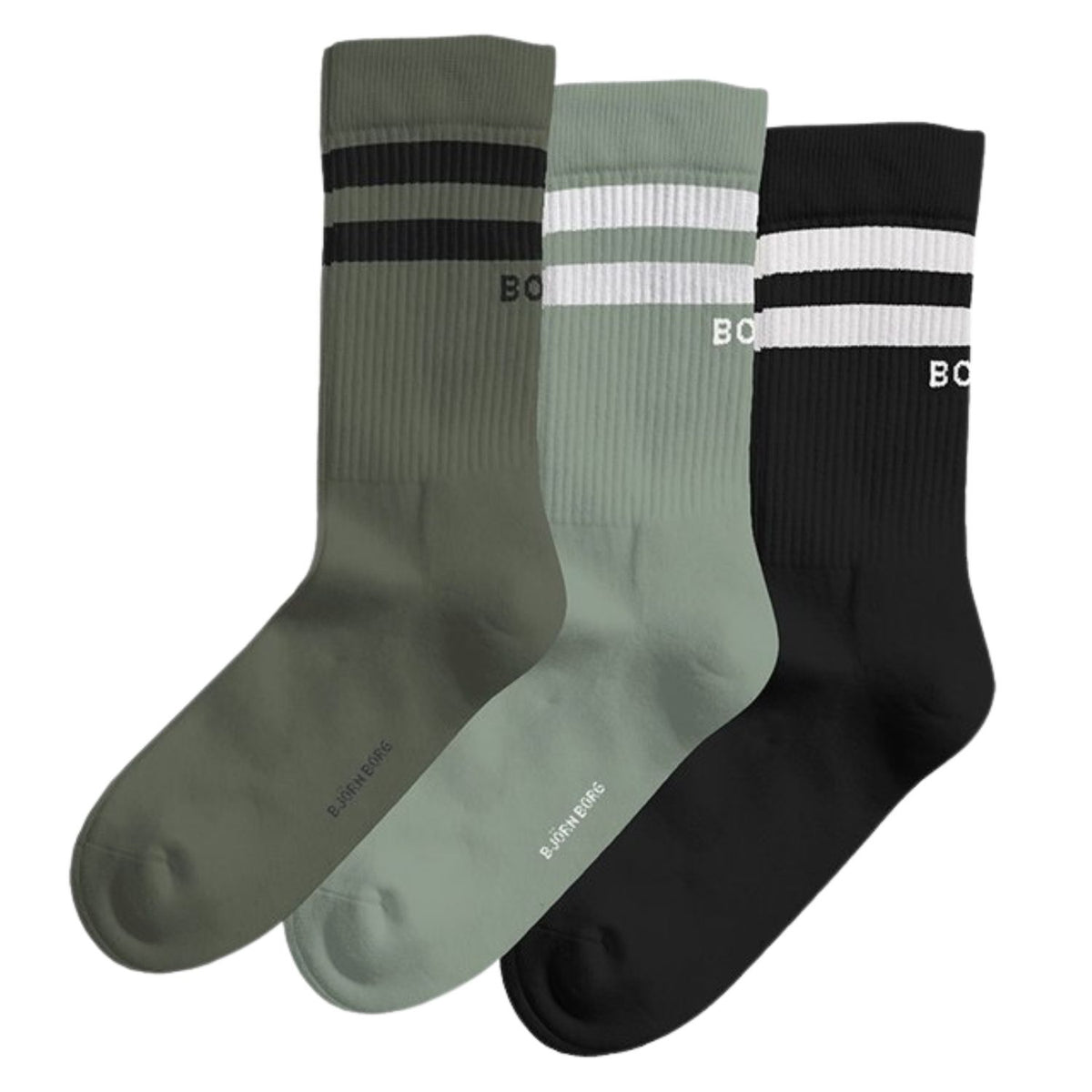 Björn Borg Core Crew Sock Nero/Verde (Confezione da 3)