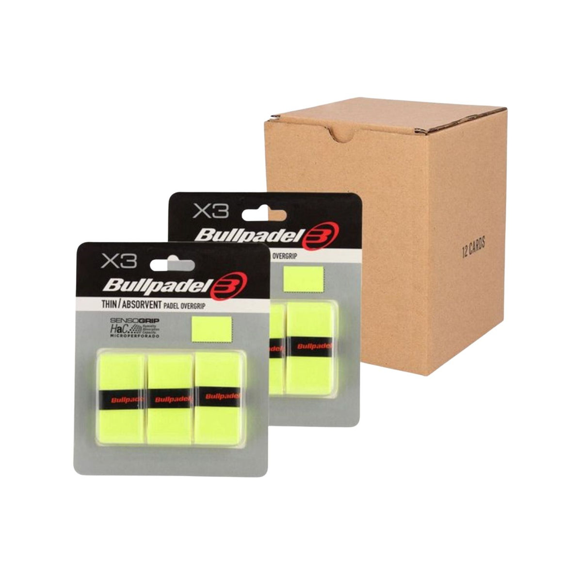 Surgrips Bullpadel GB1603 Jaune clair, lot de 12 x 3 pièces