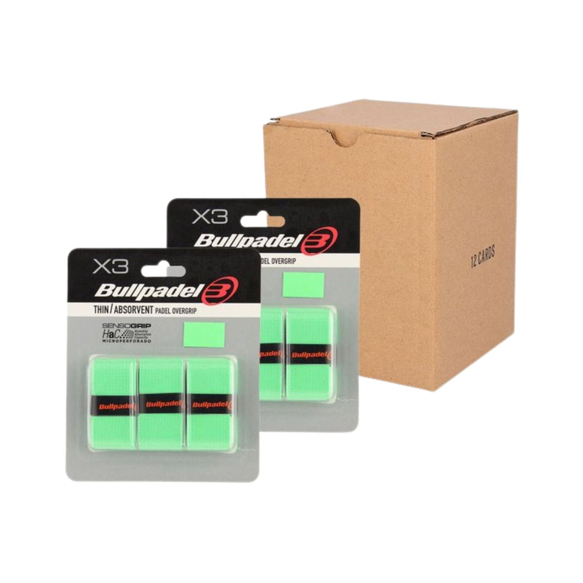 Surgrips Bullpadel GB1603 Vert, lot de 12 x 3 pièces