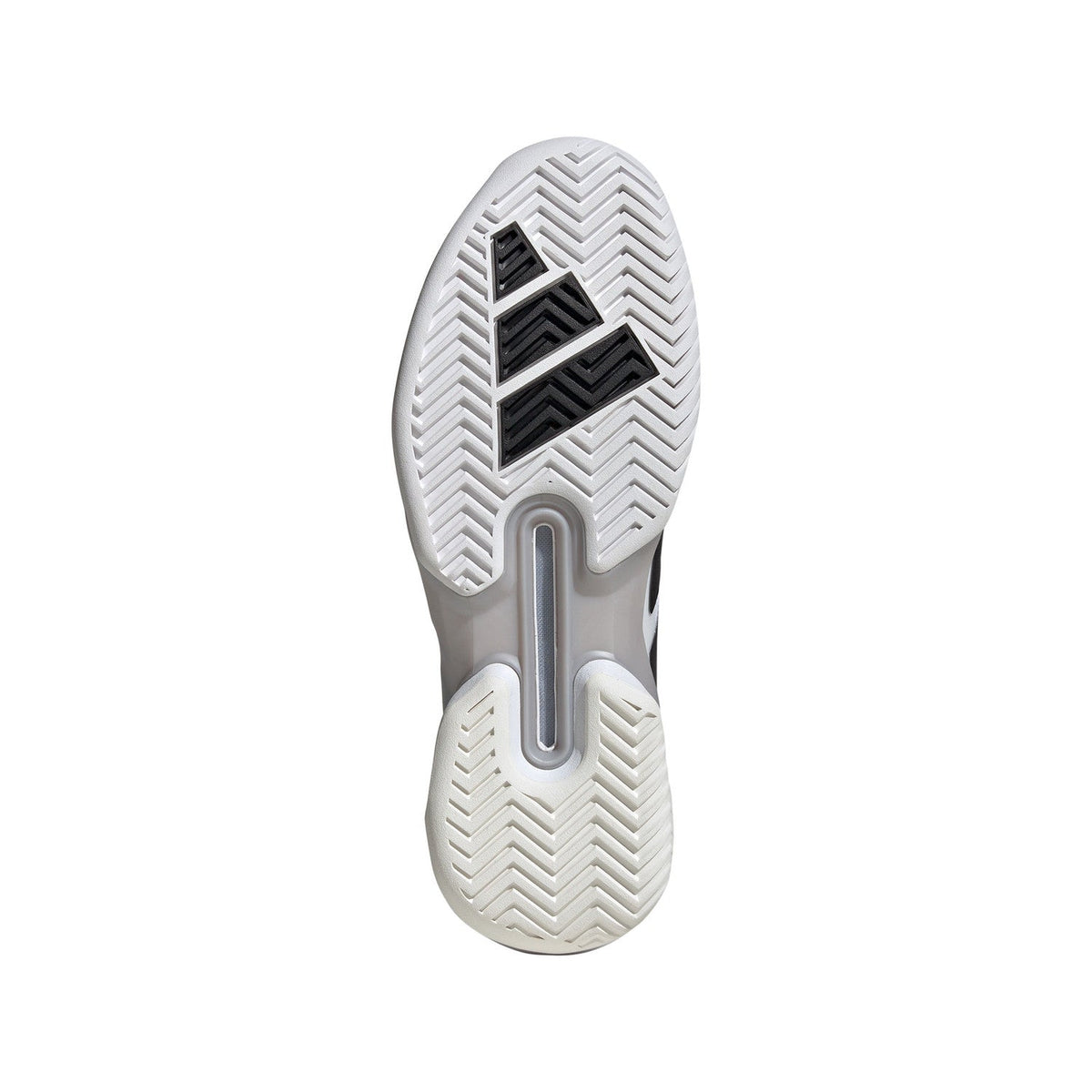 Détail de la tige en mesh blanc à rayures noires de la Adizero Ubersonic 5 M