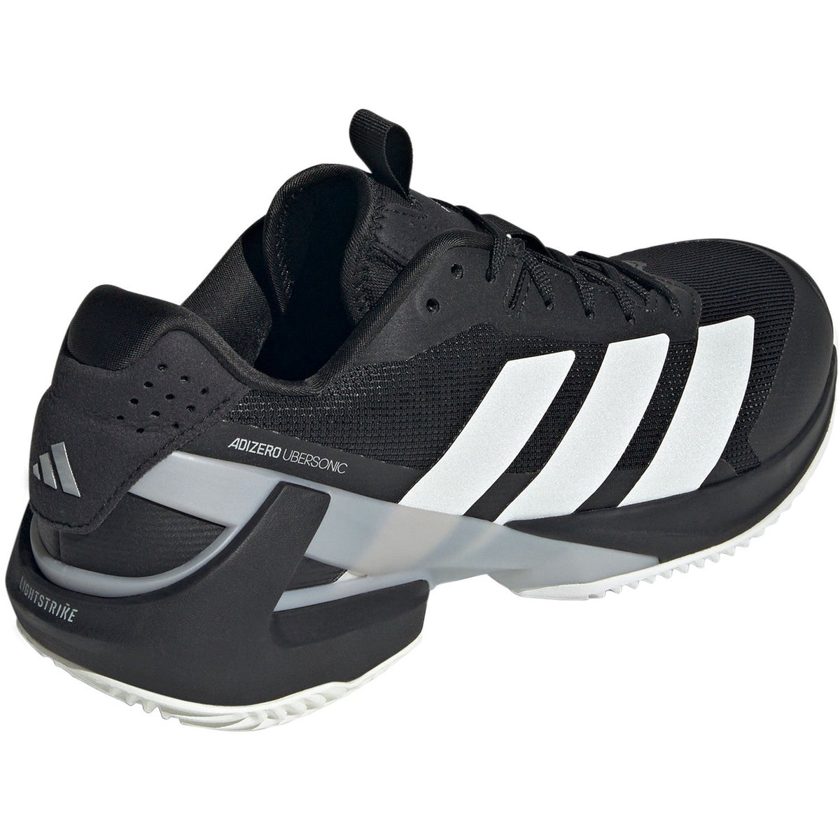 Sned bakifrånvy av den svarta Adidas Adizero Ubersonic 5 M