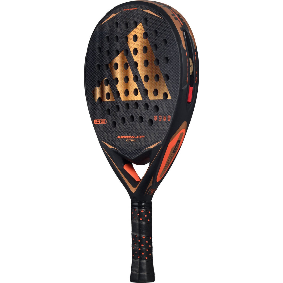 Adidas Arrow Hit CTRL 2026 padelracket schuin achteraanzicht met zwarte grip