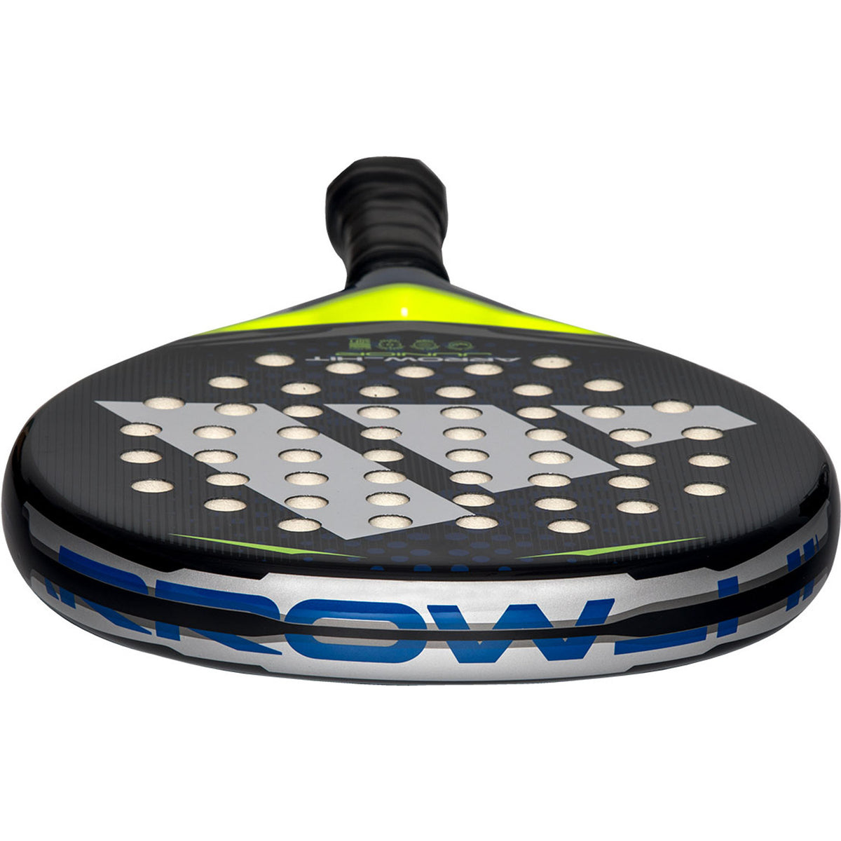 Bovenaanzicht van de limegroene Adidas Arrow Hit Jr 2026 met Arrow-opdruk