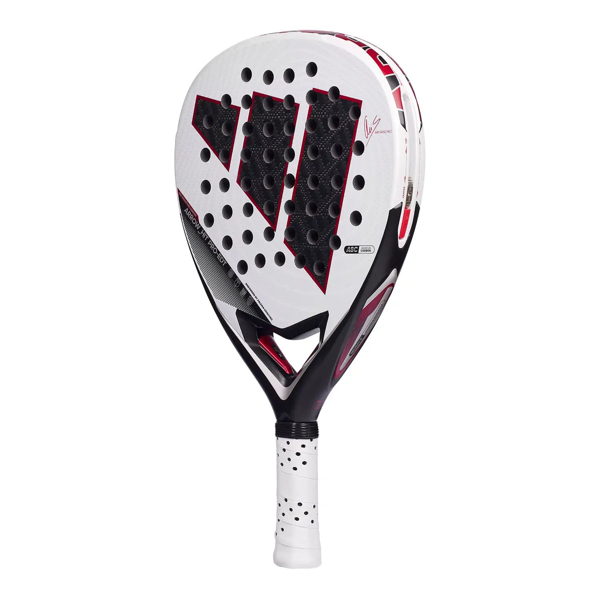 Adidas Arrow Hit Pro EDT 2026 padelracket schuin vooraanzicht, diamantvorm in wit en zwart