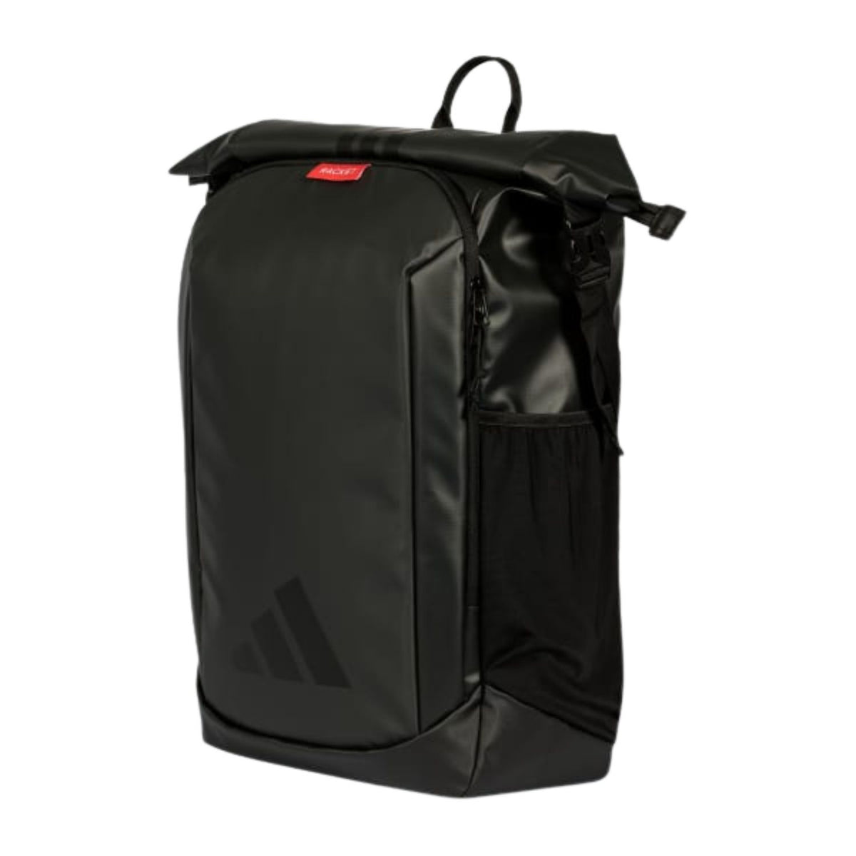 Zijaanzicht van de zwarte Adidas Backpack Multigame 2026 met vlak zijpaneel en handgreep
