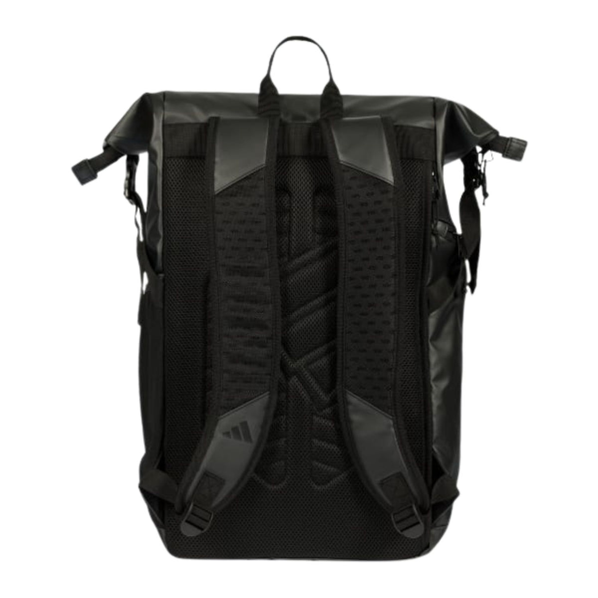 Achterkant van de zwarte Adidas Backpack Multigame 2026 met rugpand en borstriem