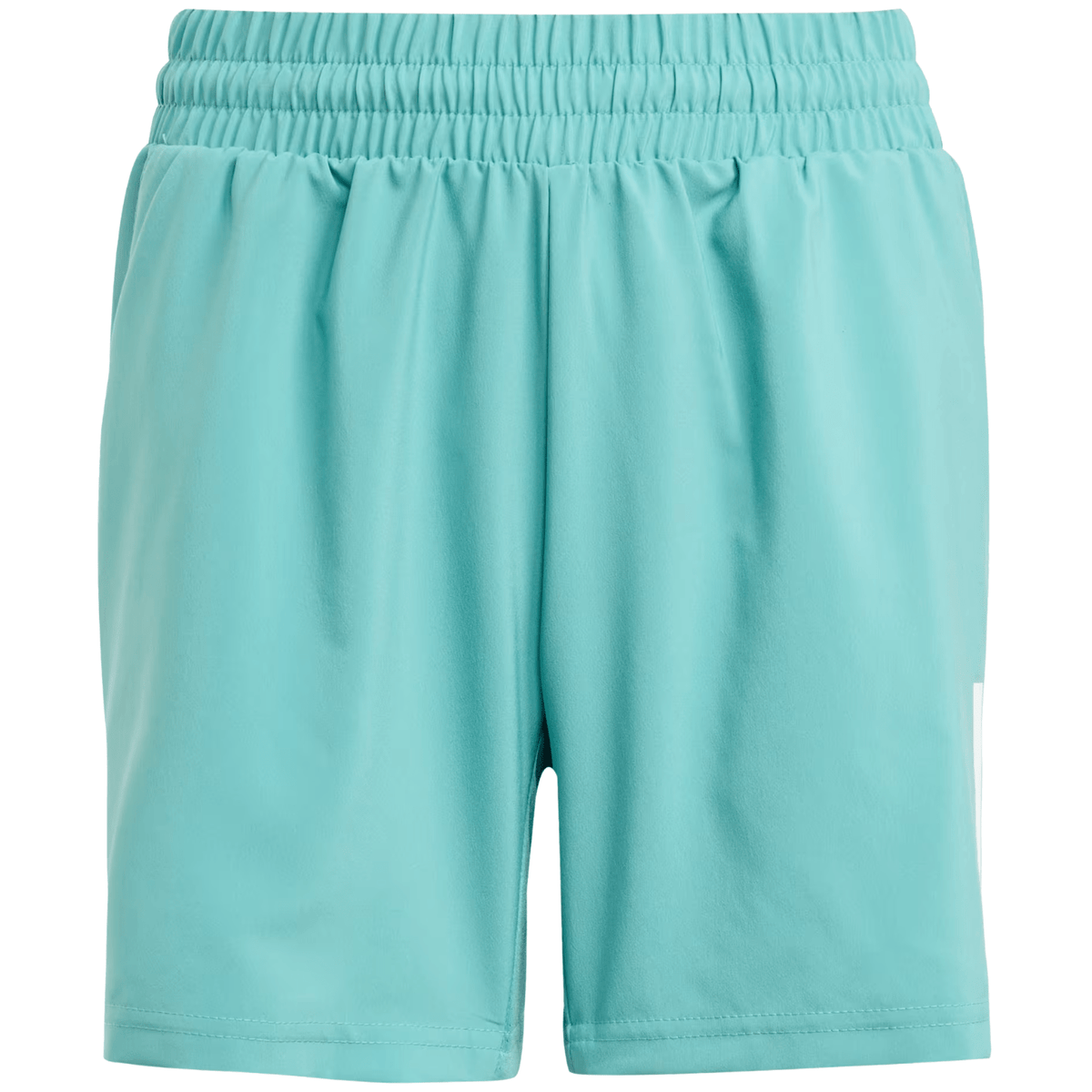 Vooraanzicht van de turquoise Adidas Boys Club 3-Stripe Shorts met elastische taille en steekzakken