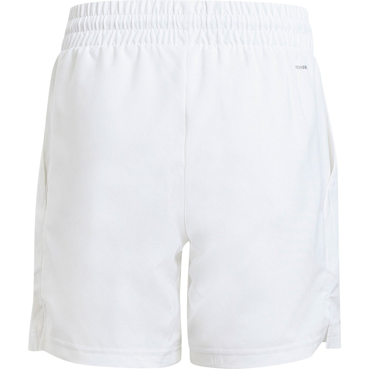 Achteraanzicht van de witte Adidas Boys Club short met effen achterpand en elastische taille