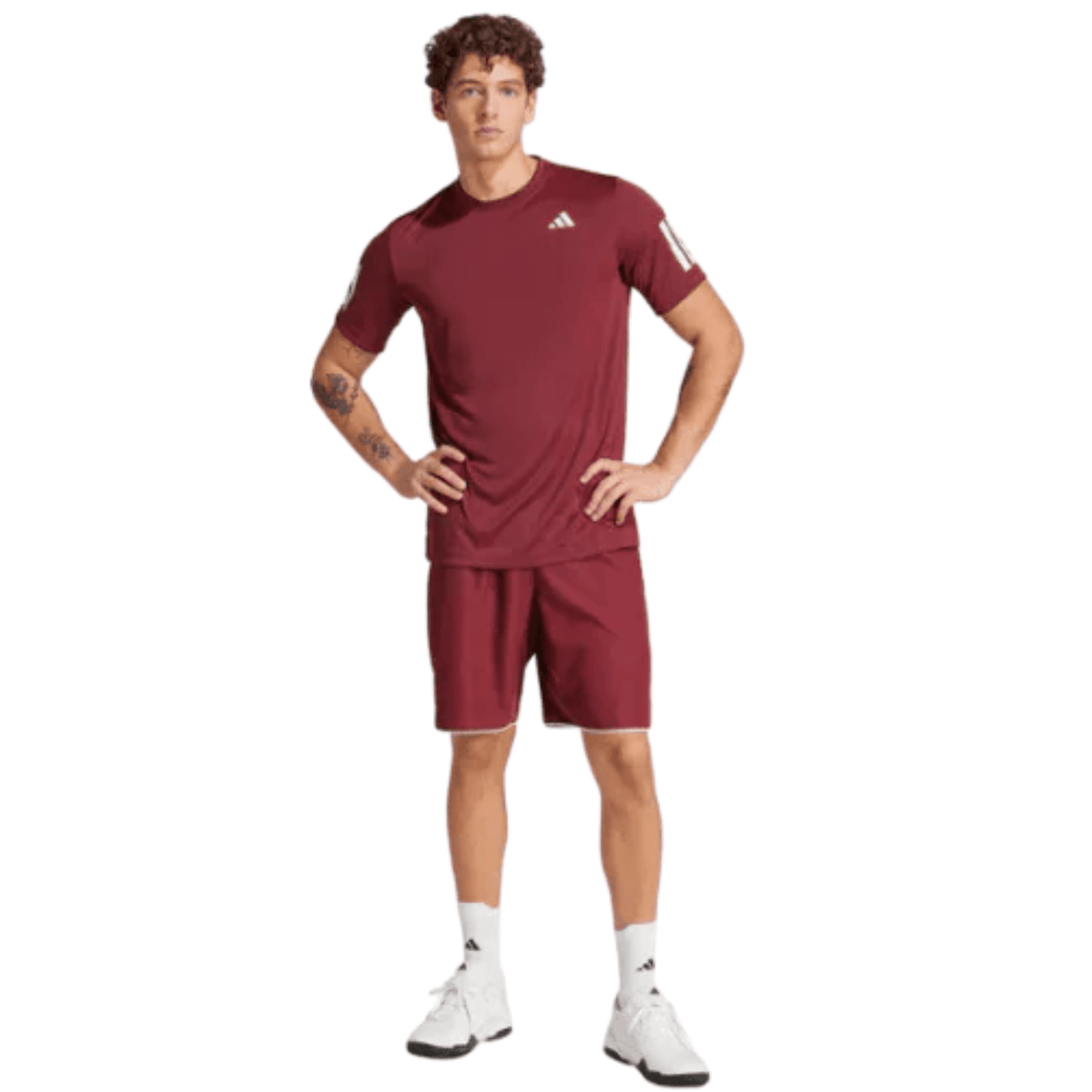 Adidas Club 3 - Stripes T-Shirt Burgundy -