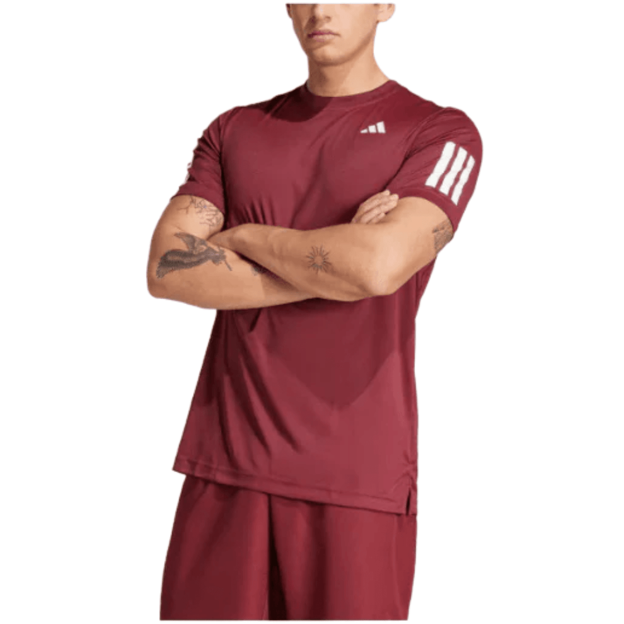 Adidas Club 3 - Stripes T-Shirt Burgundy -