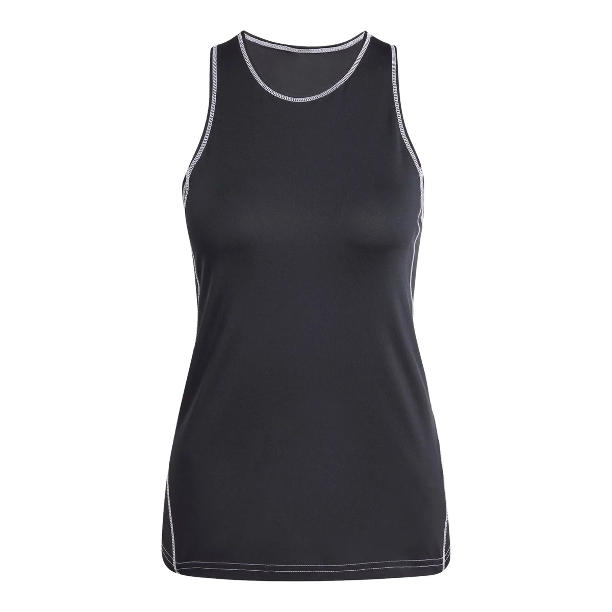 Zwarte Adidas Club tanktop voor dames, plat vooraanzicht met ronde hals