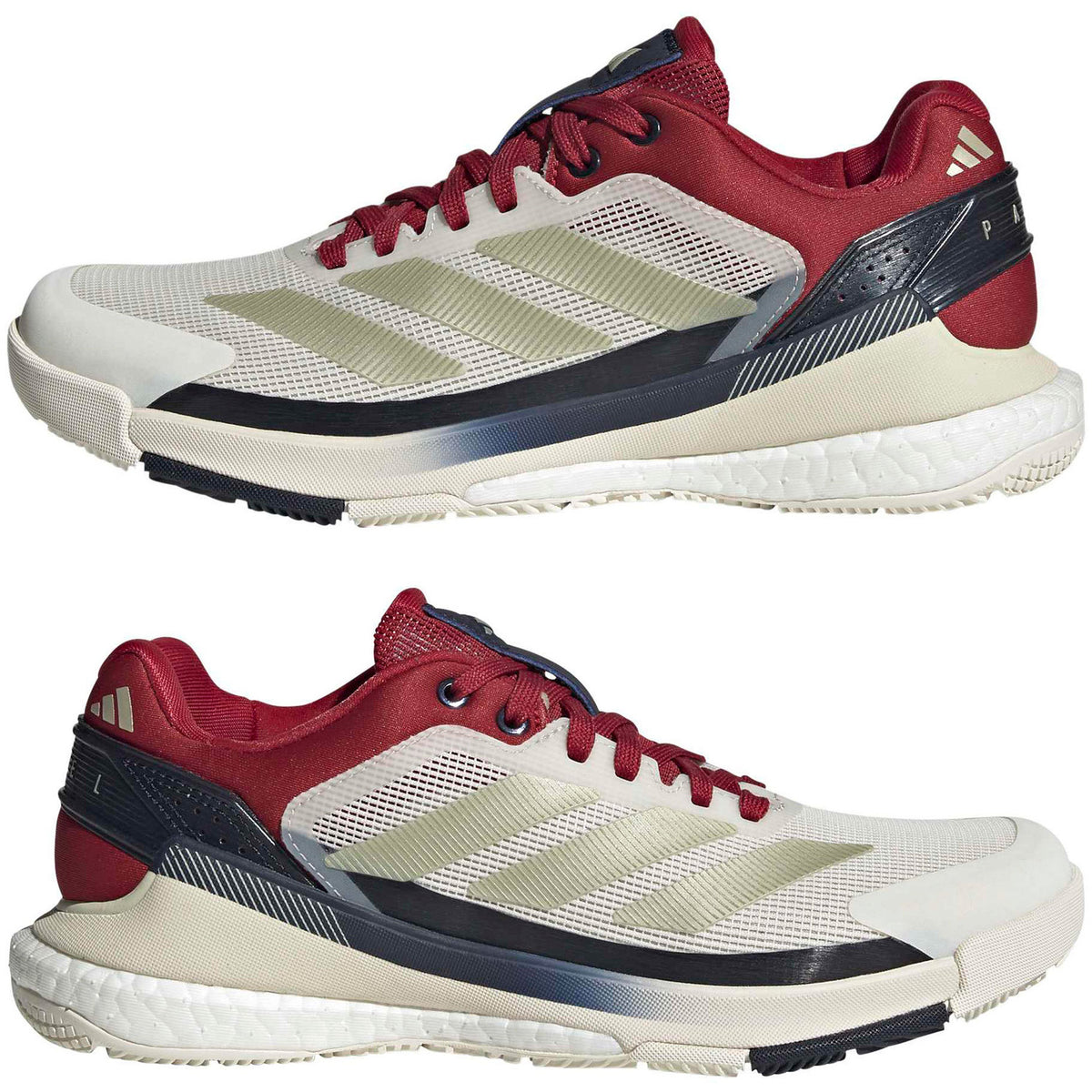 Paar Adidas Crazyquick Boost W damesschoenen in creme met bordeauxrood