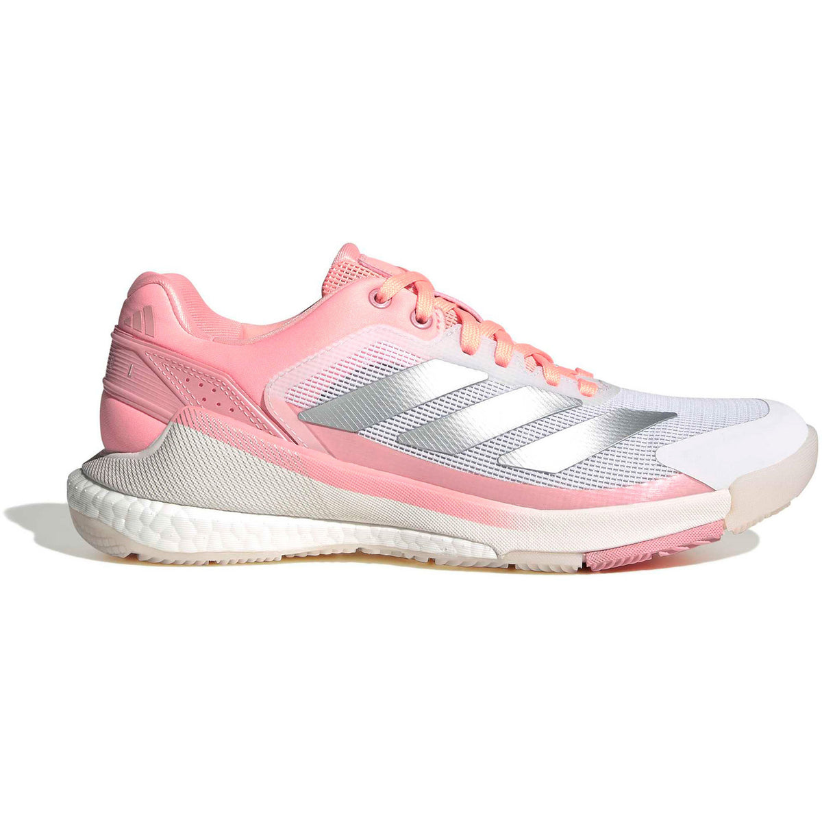 Adidas Crazyquick Boost W in zalmroze met zilver, zijaanzicht buitenkant