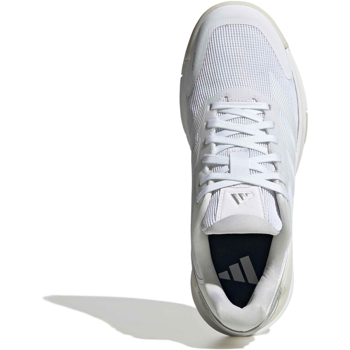 Bovenaanzicht van de witte Adidas Crazyquick LS W met witte veters en zwarte tong