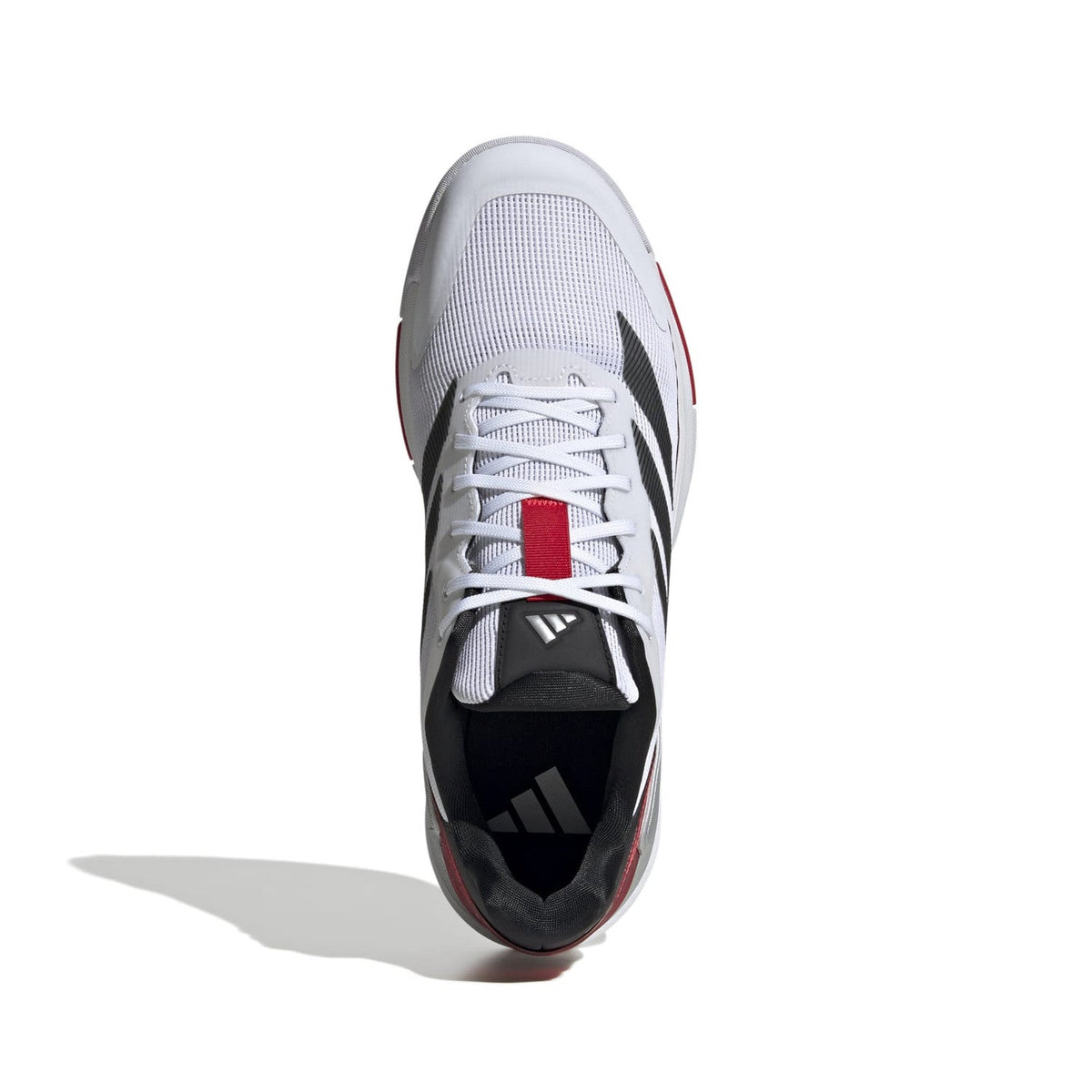 Bovenaanzicht van de witte Adidas Crazyquick LS met zwarte tong en witte veters