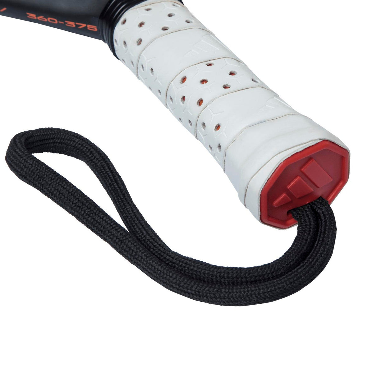 Close-up van de witte grip met rode afsluitdop en polsband van de Cross It 3.4