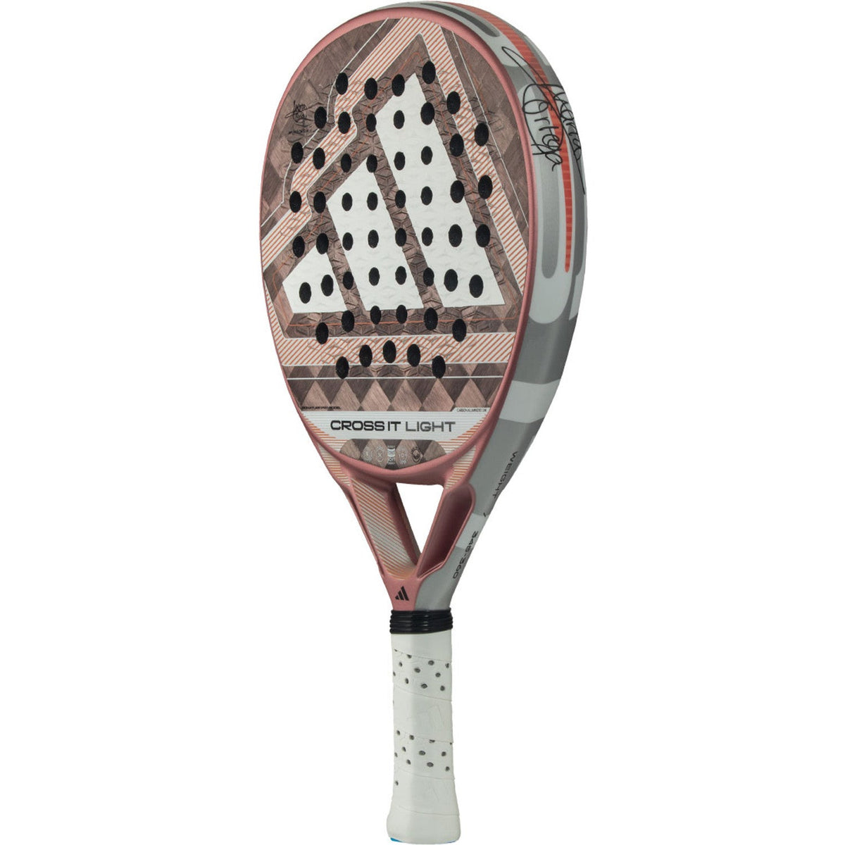 Adidas Cross It Light 3.5 Damen-Padelschläger, leicht gekippt, mit rosa Schlagfläche und grauen Rändern