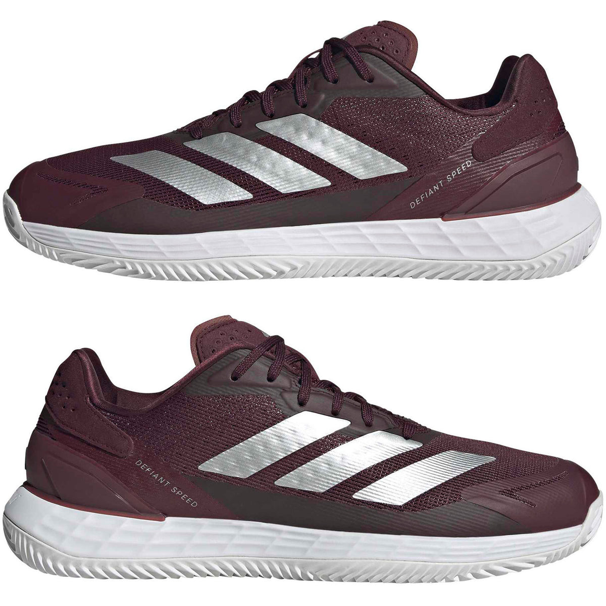 Pari Adidas Defiant Speed 2 M CL -padelkenkiä viininpunaisina ja hopeisina
