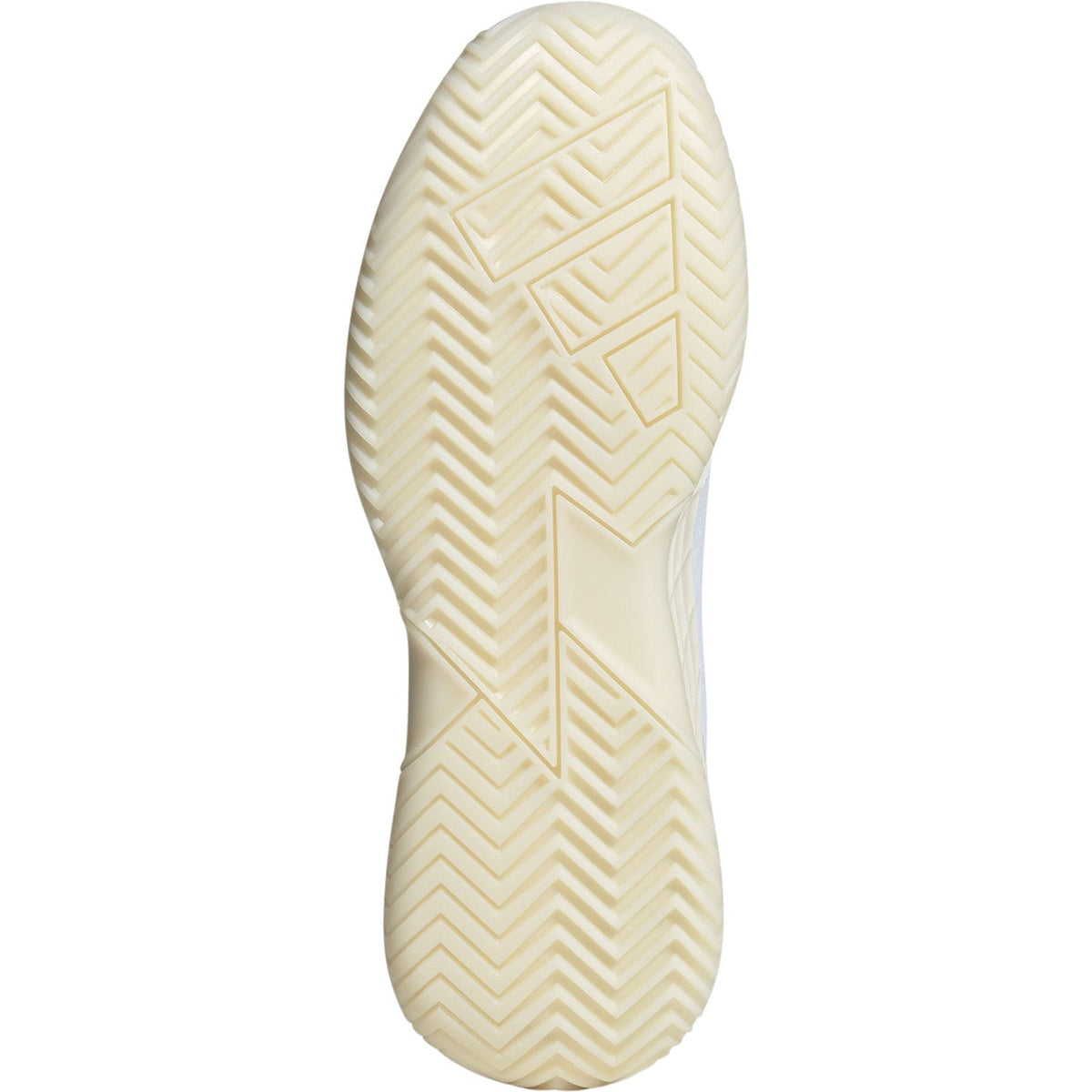 Cremefarbene Sohle des Adidas Defiant Speed 2 W mit Fischgrätenprofil