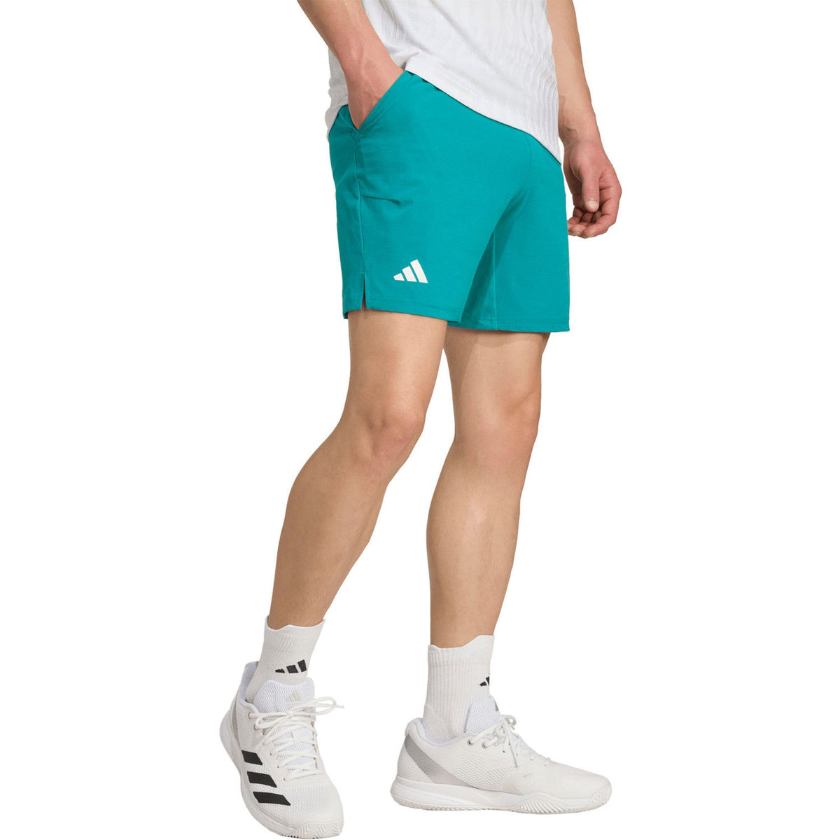 Adidas Ergo short voor heren in turquoise, gedragen vooraanzicht