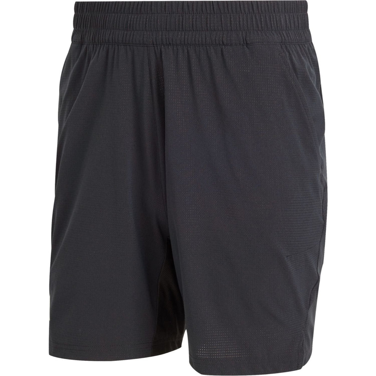 Zwarte Adidas Ergo short voor heren, plat vooraanzicht met elastische taille