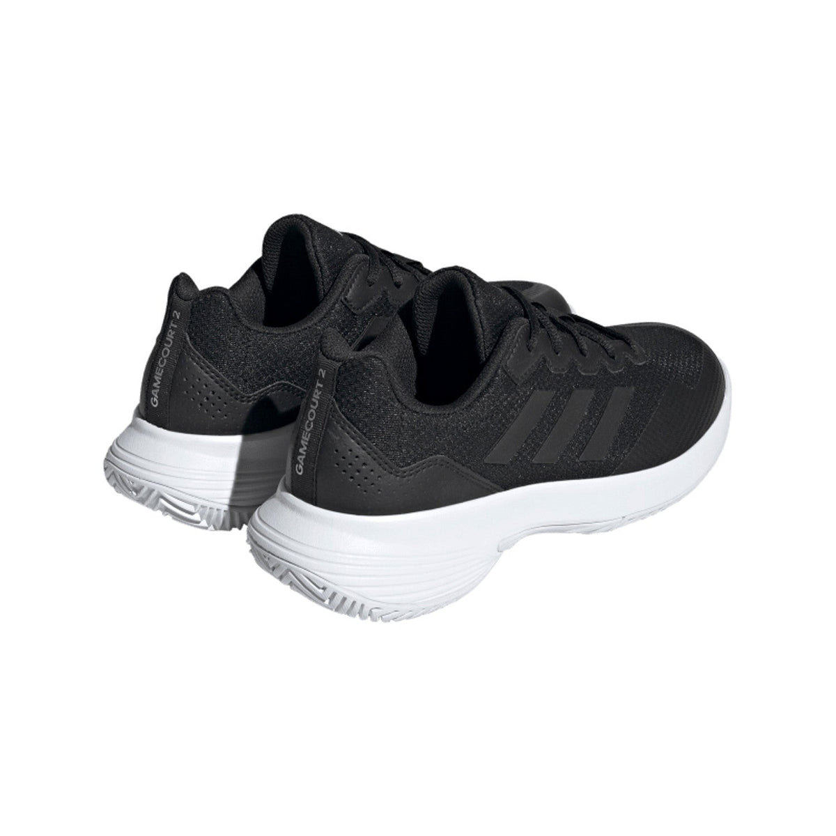Adidas Gamecourt 2 W en Core Black, vue de profil avec la semelle intermédiaire en EVA blanche