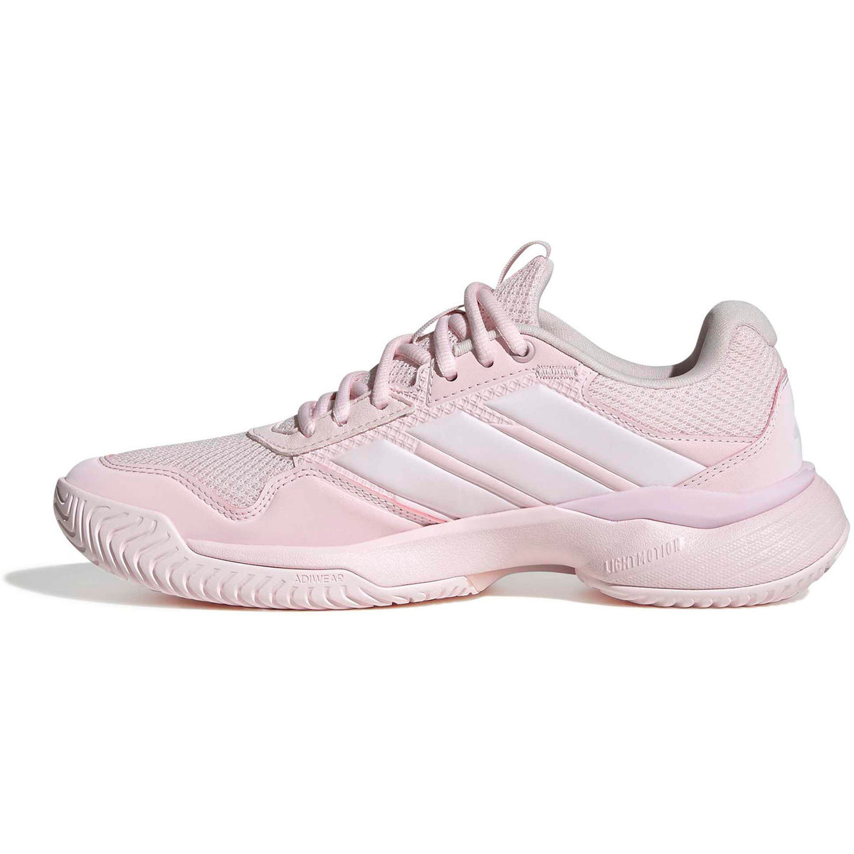 Lichtroze Adidas Gamecourt 3 W damespadelschoen, schuin vooraanzicht