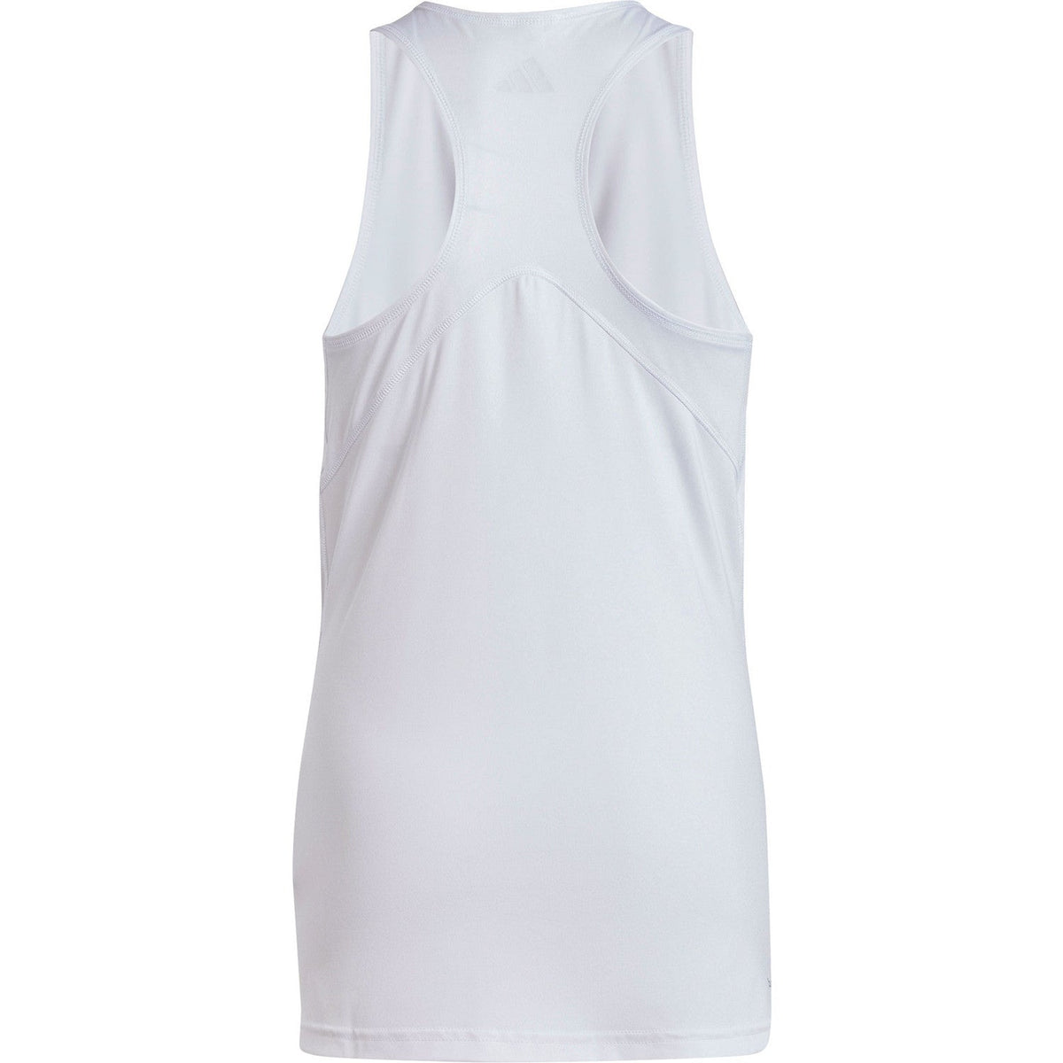Achteraanzicht van de witte Adidas Girls Club tanktop met open racerback