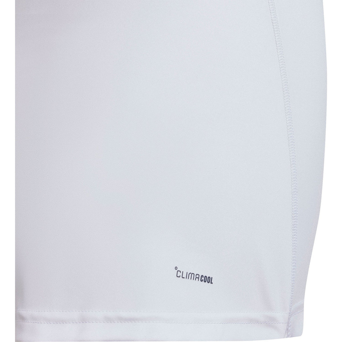 Detail van de zoom van de witte Adidas Girls Club tanktop met Climacool-opdruk