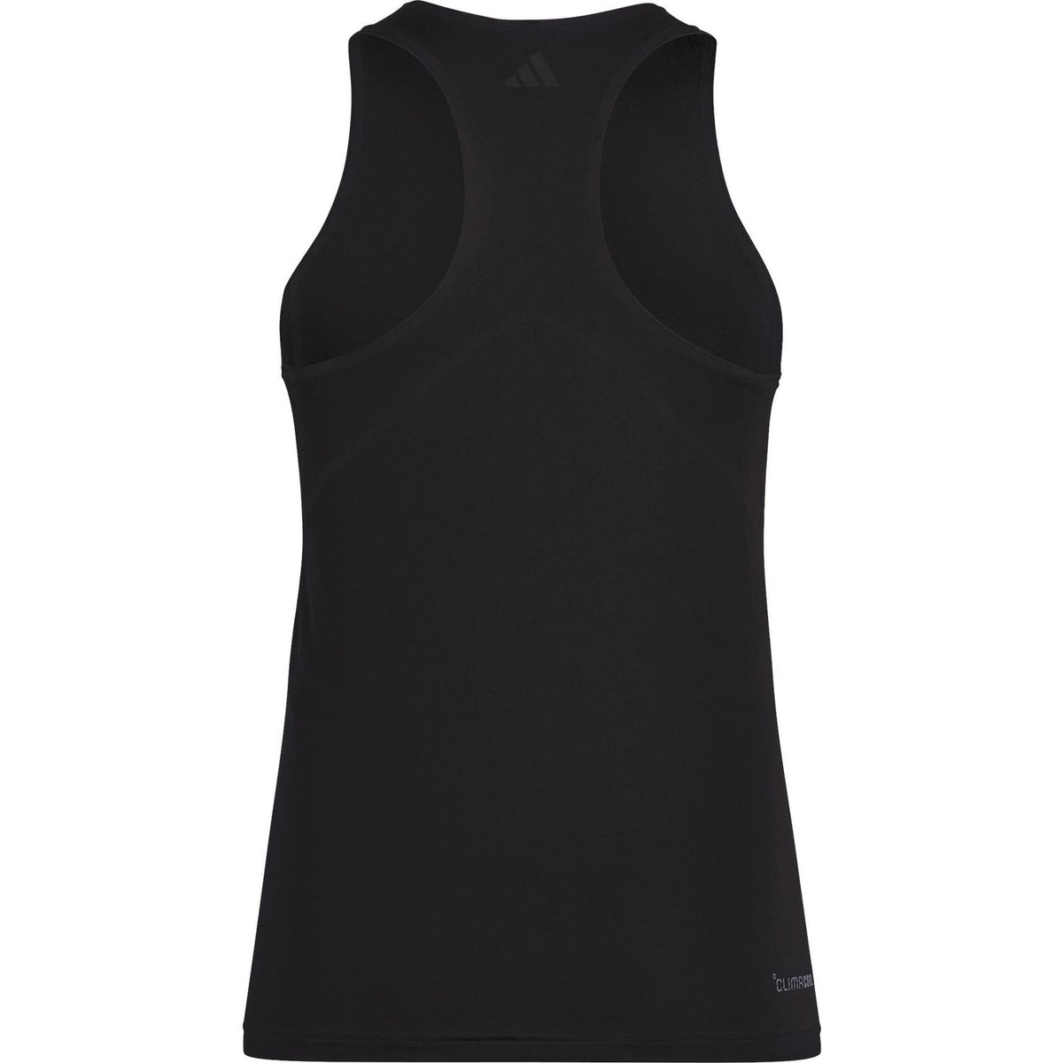 Achteraanzicht van de zwarte Adidas Girls Club tanktop met open racerback en logo