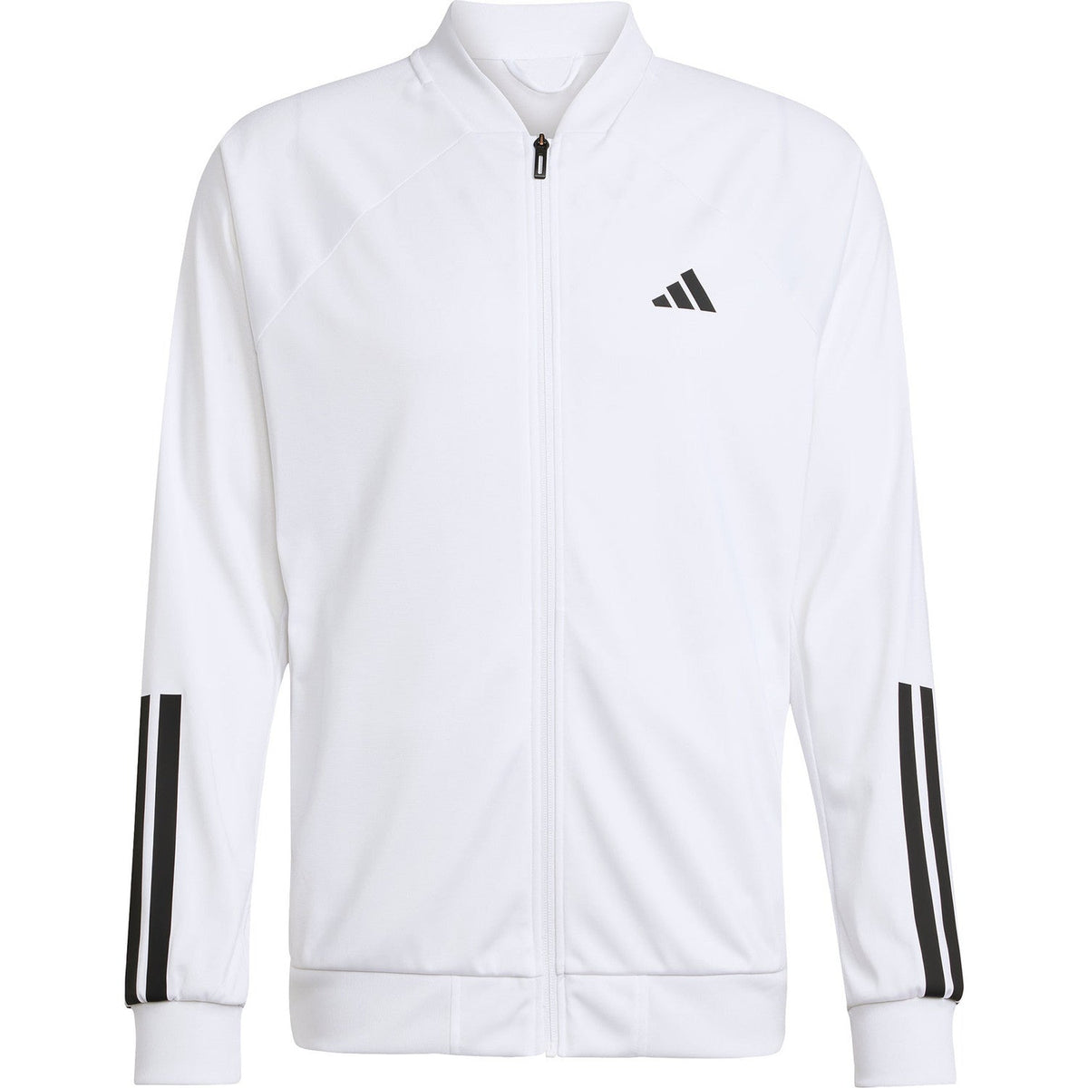 Vooraanzicht van het witte Adidas 3-Stripes gebreide jack met volledige rits