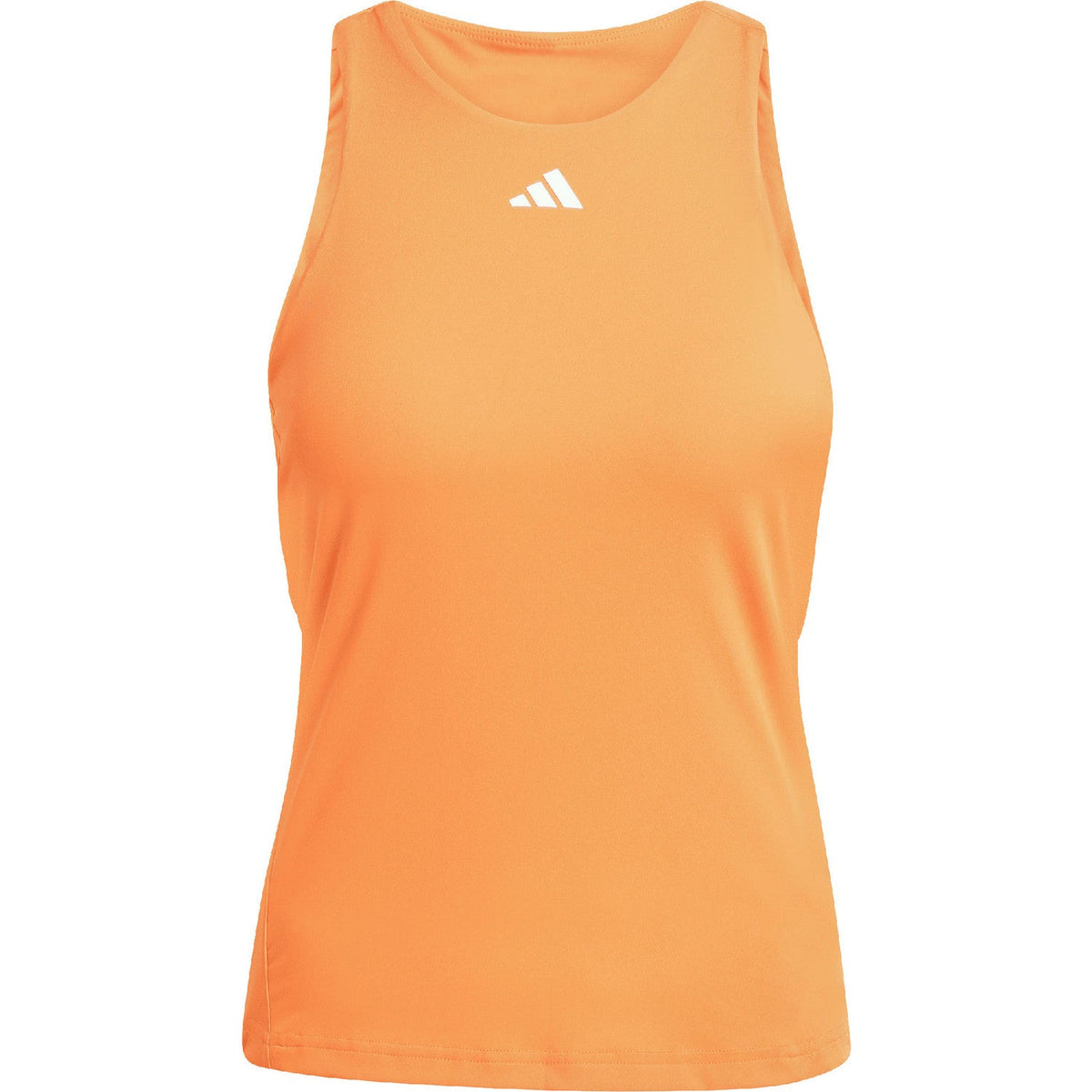 Oranje Adidas Match tanktop plat gefotografeerd, vooraanzicht