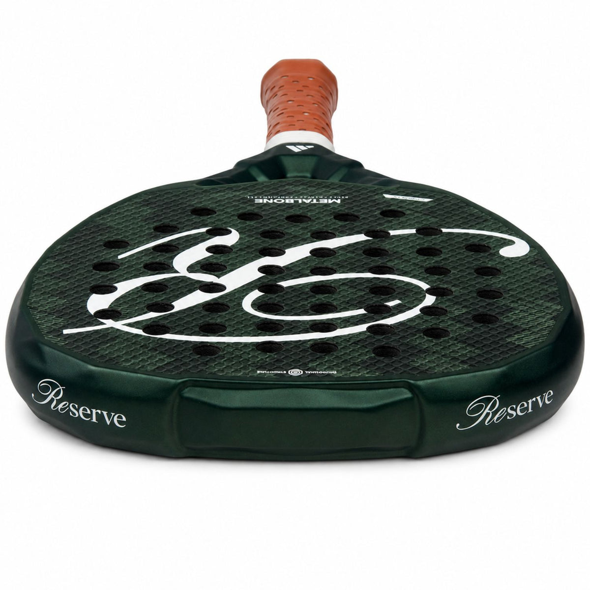 Adidas Metalbone Reserve EDT 2025 padelracket liggend met witte Reserve-belettering