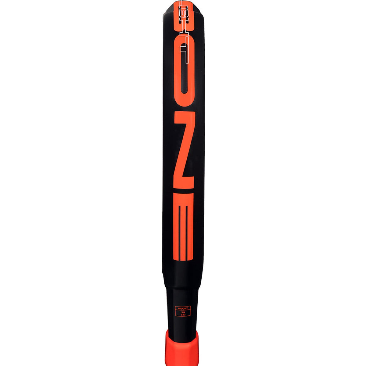 Zijaanzicht van de Adidas Metalbone Superlight over de volle lengte in zwart met oranje