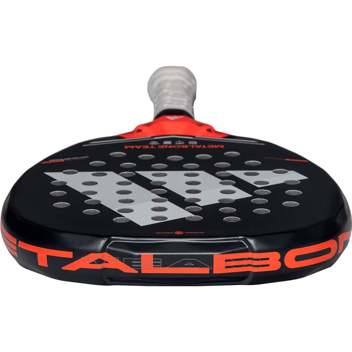 Bovenaanzicht van de Adidas Metalbone Team 3.5 met oranje opdruk Metalbone op de framerand