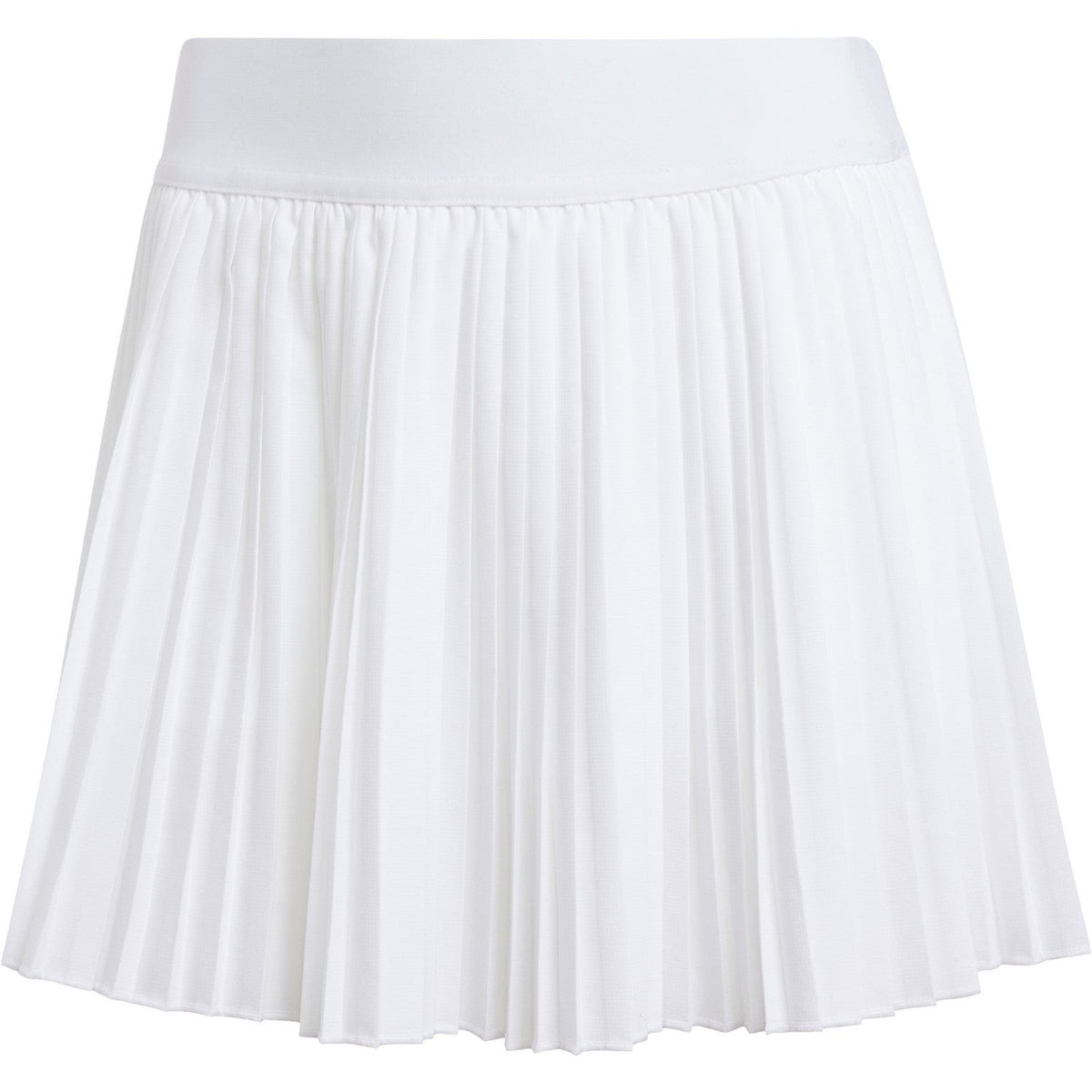 Productfoto van de witte Adidas Club plooirok met brede tailleband en fijne plooien