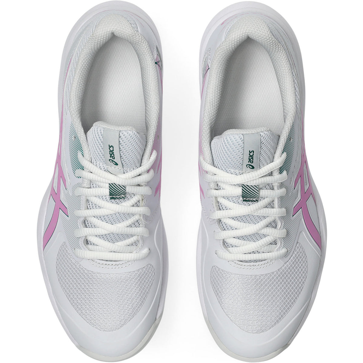 Bovenaanzicht van een paar witte ASICS Game FF Padel W met witte veters