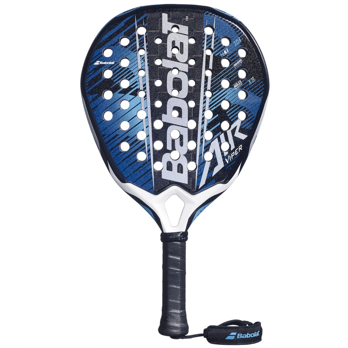 Babolat Air Viper 2.6 padelracket in donkerblauw met witte en zwarte vlakken, vooraanzicht