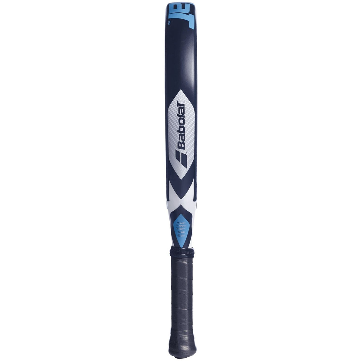 Zijaanzicht van het Babolat Air Viper 2.6 over de volle lengte met donkerblauwe framerand