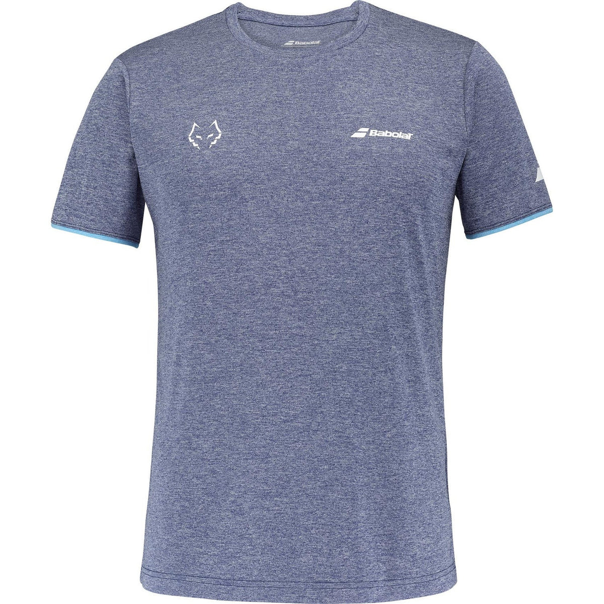 Grijsblauw gemeleerd Babolat Crew Neck T-shirt Lebron met lichtblauwe mouwboorden