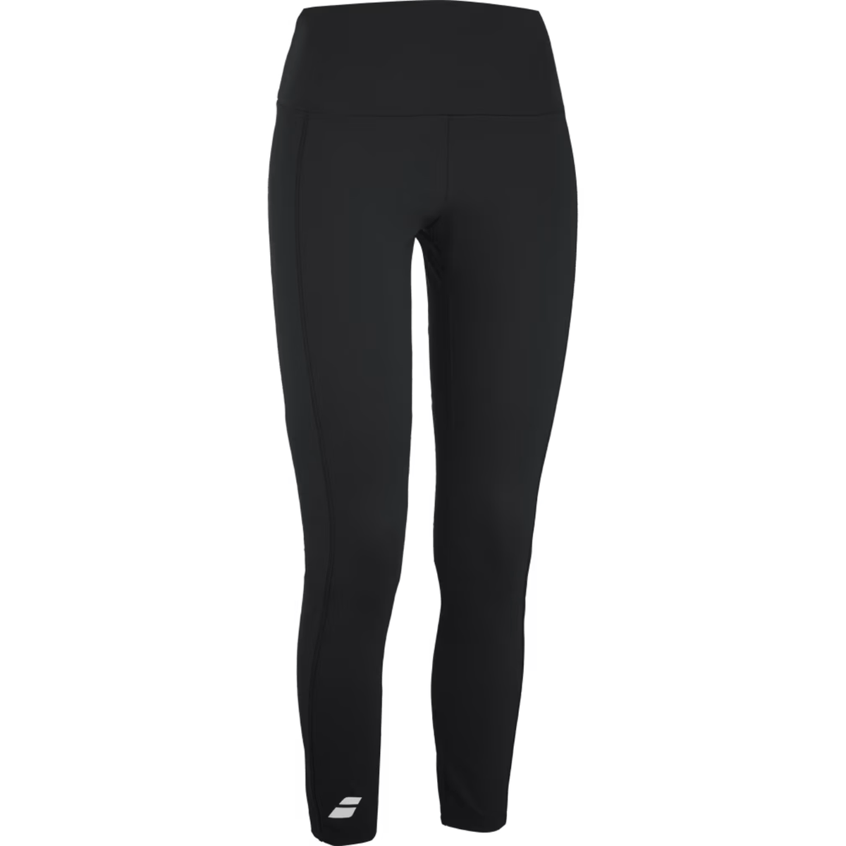 Schuin zijaanzicht van de zwarte Babolat Exercise Legging 7/8 W met enkellange pijpen