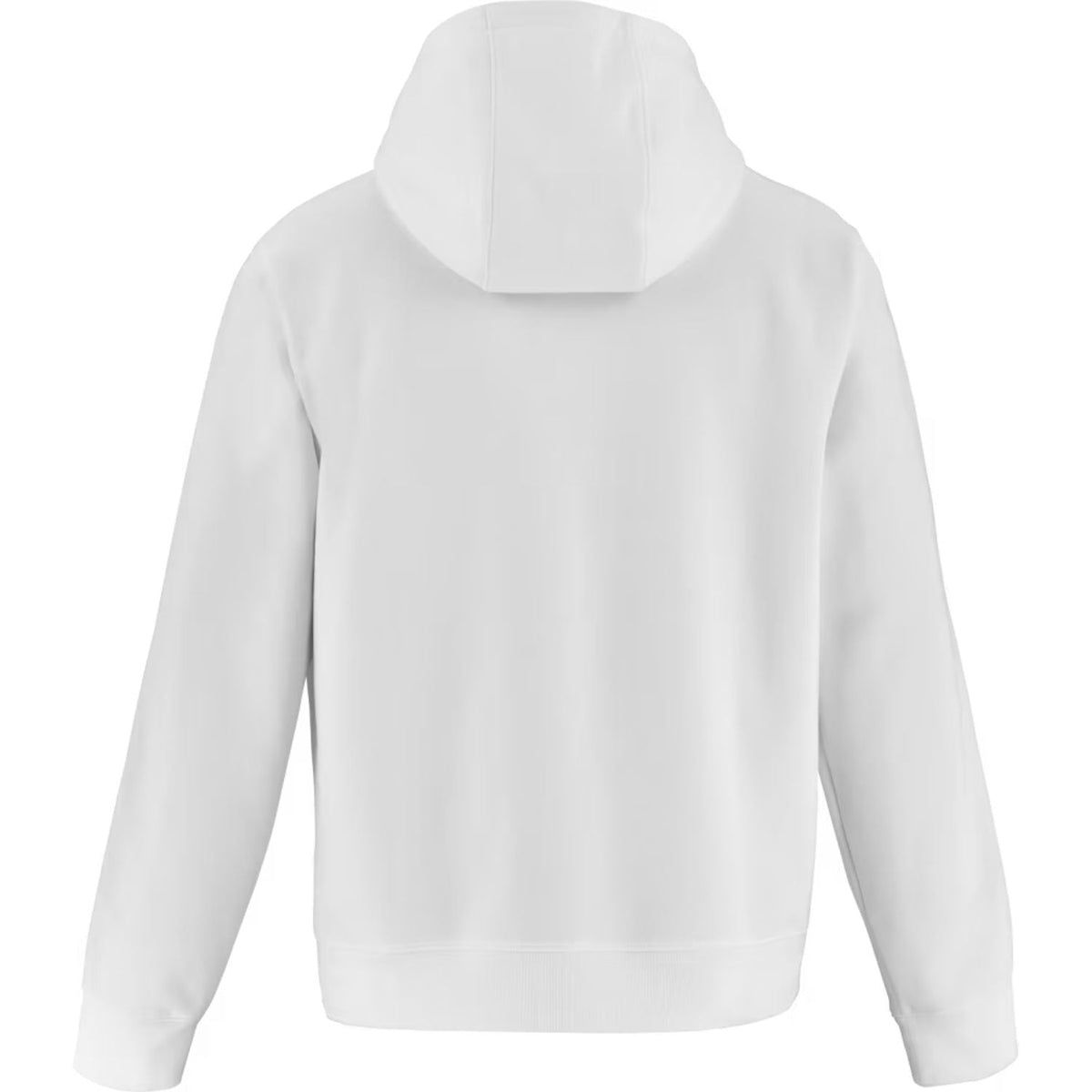 Achterzijde van de witte Babolat Lebron hoodie met capuchon