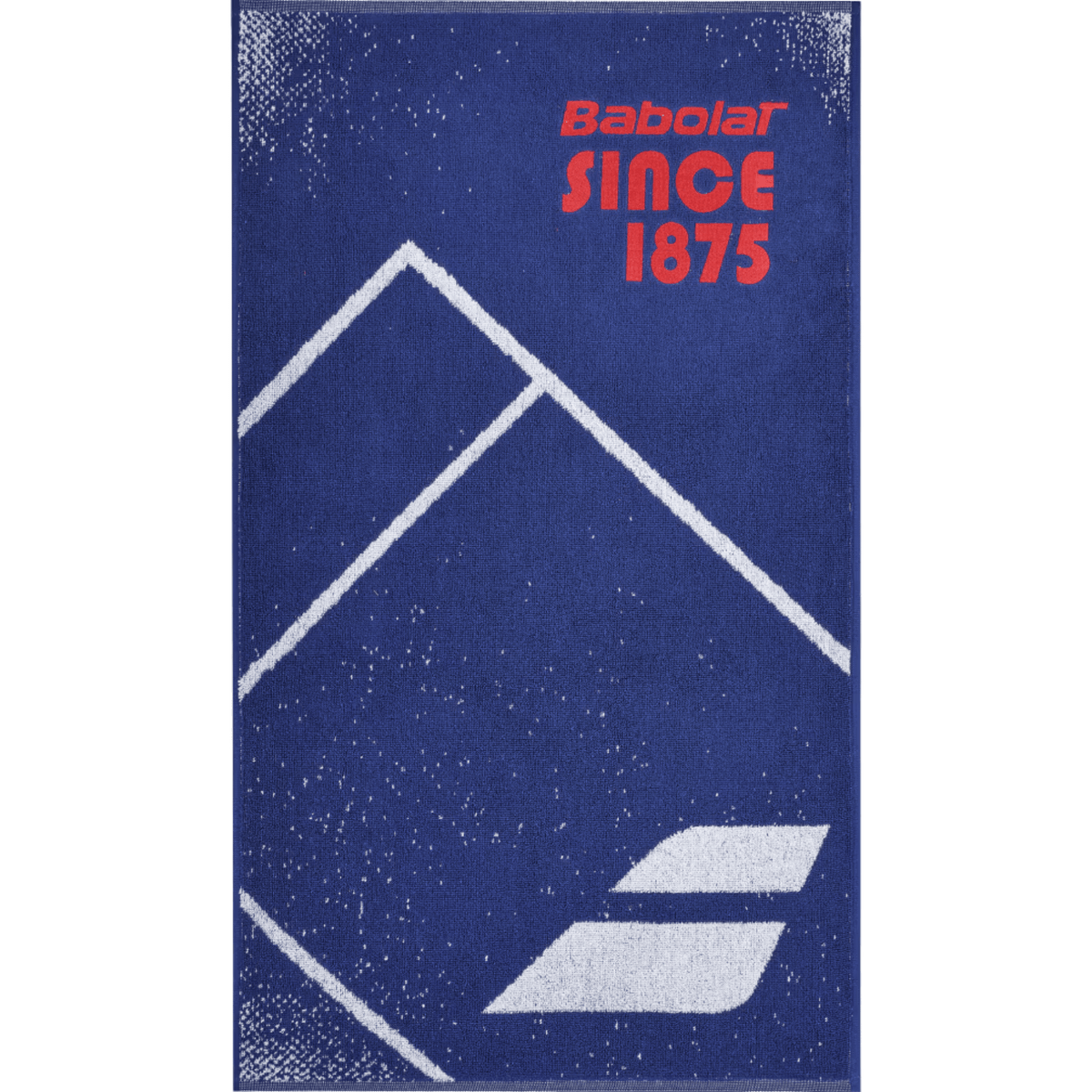 Babolat Medium Towel Sodalite Blue - donkerblauwe sporthanddoek met rode Since 1875-tekst en wit ruitmotief