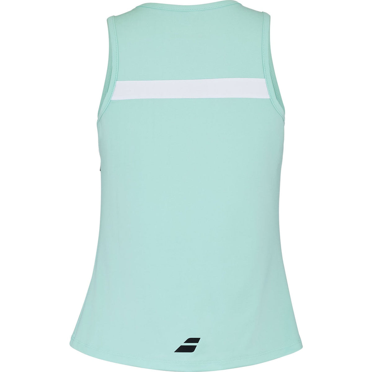 Achterzijde van de mintgroene Babolat Padel Tank met witte band en logo onderaan