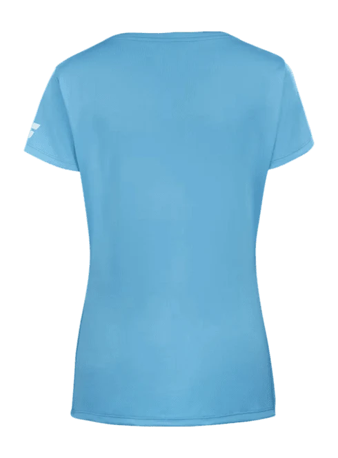 Arrière de la casquette Babolat Play Cap Sleeve Top W bleu clair sur fond vert