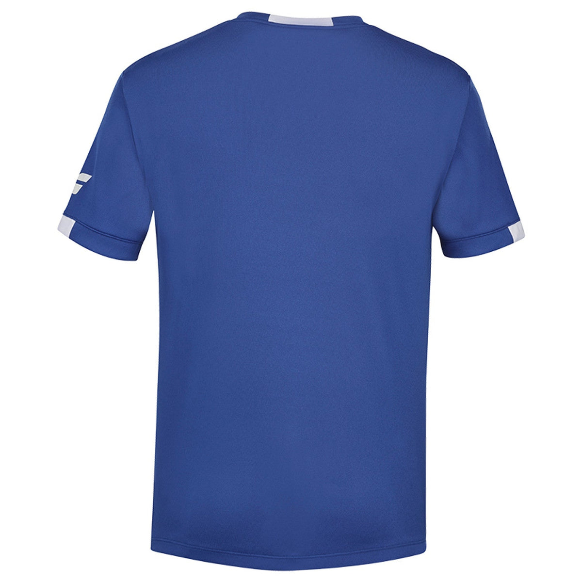 Blauw Babolat Play Crew Neck T-shirt met witte halsboord en effen donkerblauw pand