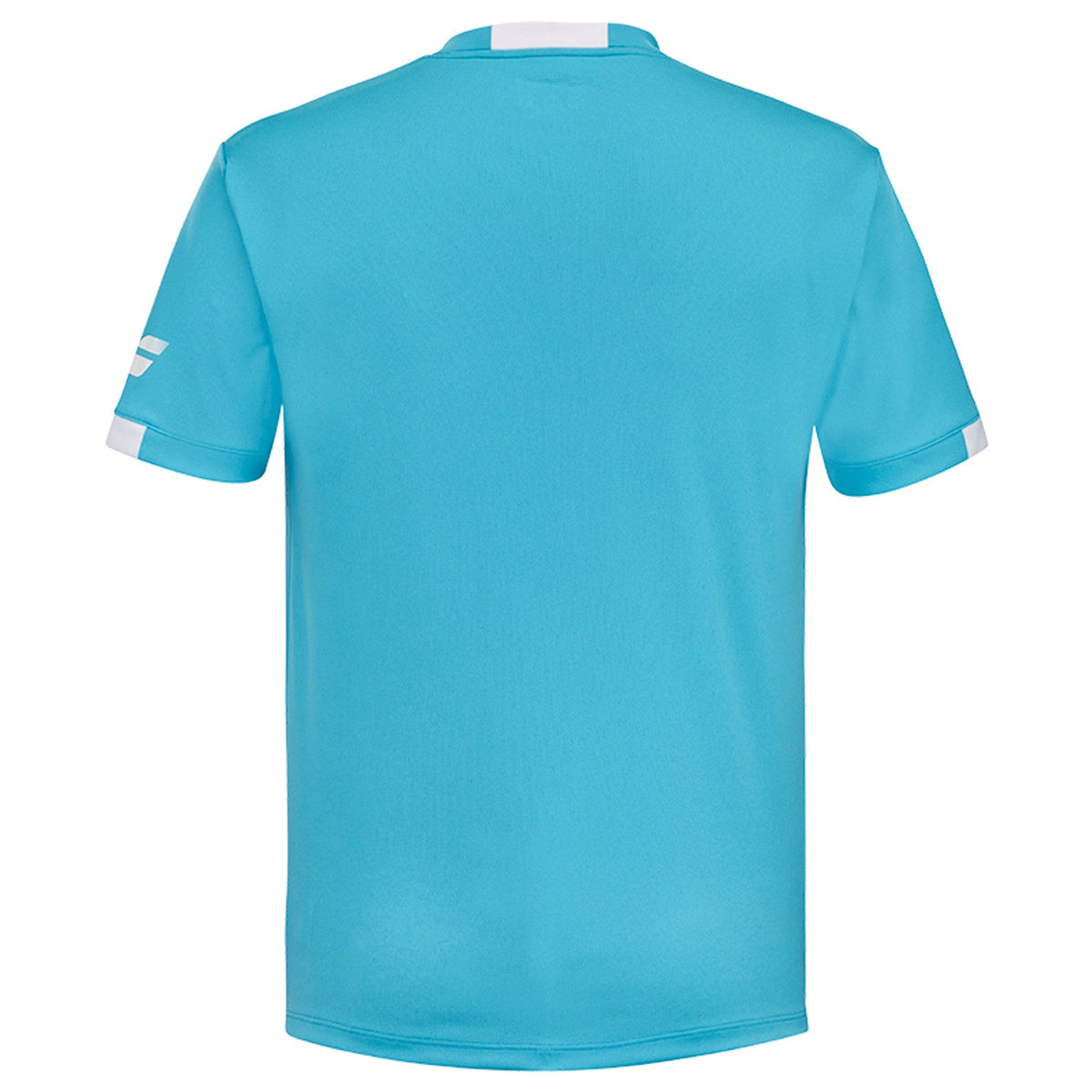 Turquoise Babolat Play Crew Neck T-shirt met witte halsboord en effen turquoise pand