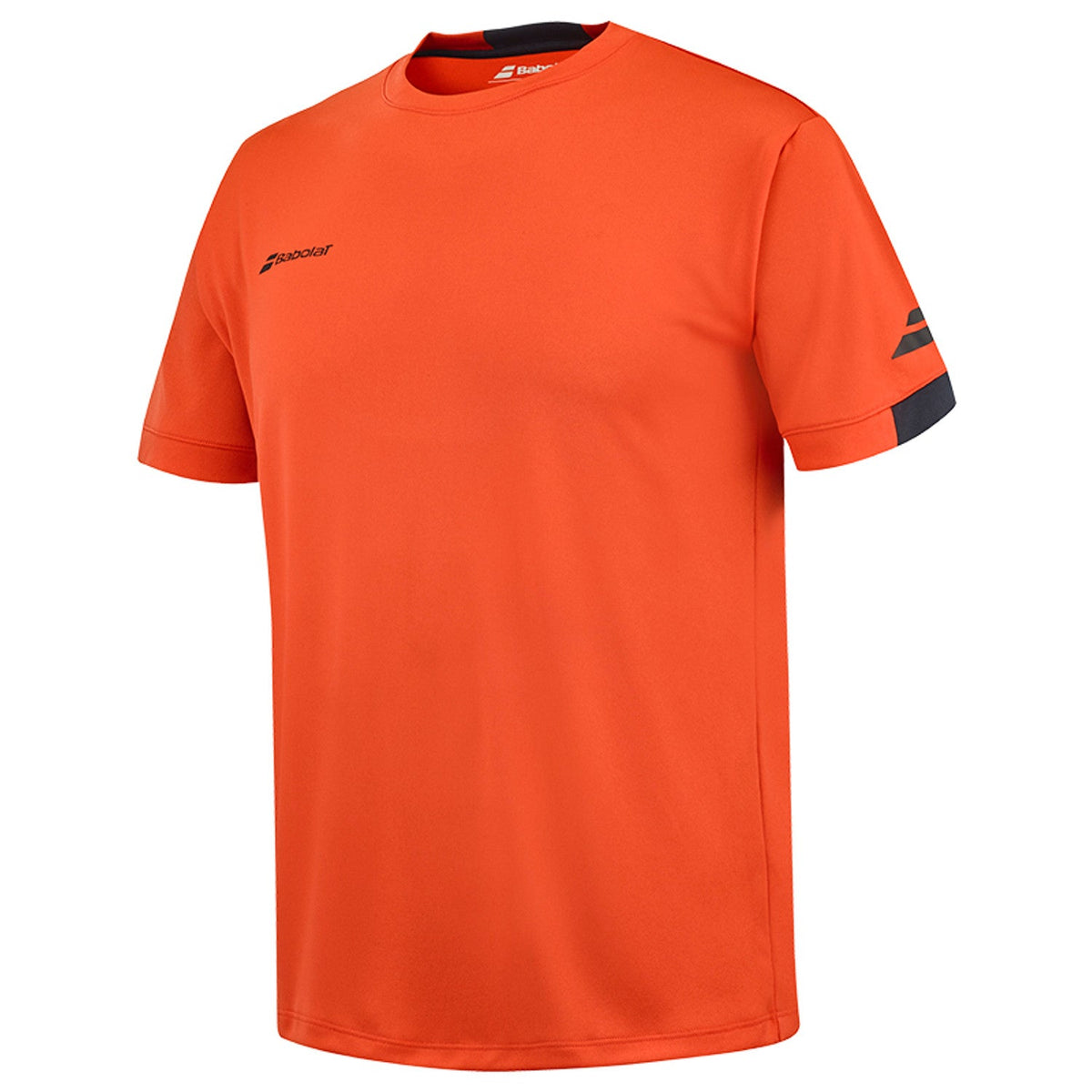 Oranjerood Babolat Play Crew Neck T-shirt met effen pand en klein logo onder de hals