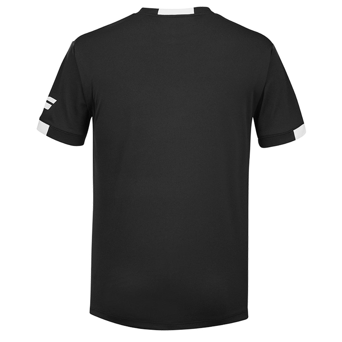 Zwart Babolat Play Crew Neck T-shirt met witte halsboord en effen pand zonder opdruk